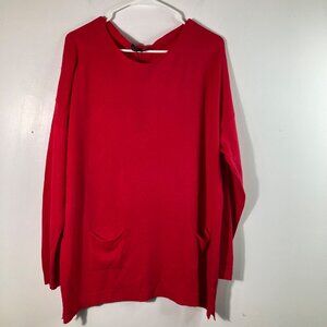 Womens Flora Ashley Crewneck 2 Pocket Sweater Red XL NWT Viscose Polyester Polya